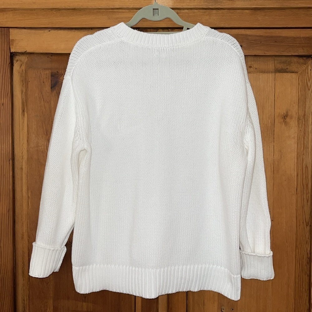 Daily Ritual Soft Cotton White Knit Sweater Sz. XL - Picture 4 of 14